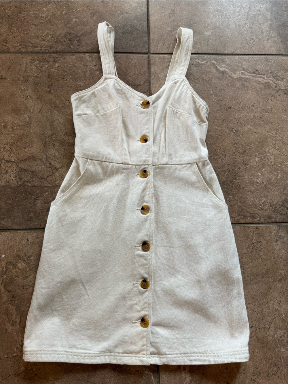 Cream denim Button-Front dress - Picture 5 of 5